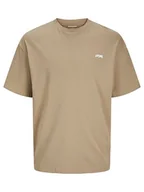 Koszulki męskie - Jack & Jones Koszulka w kolorze beżowym - miniaturka - grafika 1