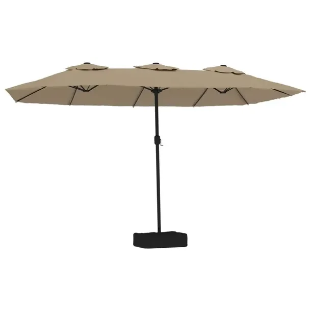 Podwójny Parasol Ogrodowy z LED, UV, Taupe/Ciemnoszary, 449x265x245 cm