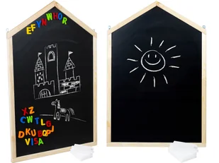 Drewniana Duża TABLICA Kredowa Magnetyczna DOMEK Do Zawieszenia Kreda - Tablice i flipcharty - miniaturka - grafika 1
