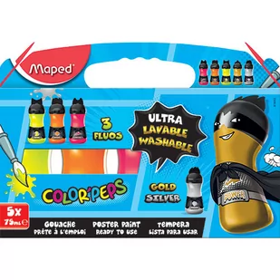 Maped Farby Superpower 5x75ml Fluo + metalic but. - Przybory szkolne - miniaturka - grafika 1