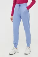 Spodnie damskie - 4F spodnie dresowe kolor niebieski gładkie - miniaturka - grafika 1