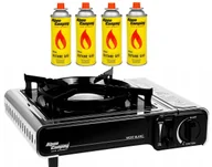 Kuchnia turystyczne i akcesoria - Kuchenka Turystyczna Kempingowa Gazowa 2200W +4× Kartusz gazowy 400 ml - miniaturka - grafika 1