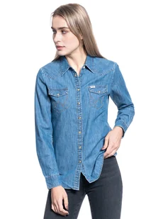 Koszula Damska Wrangler Ls Denim Shirt Mid Indigo W5Z12Ax8E-S - Koszule damskie - miniaturka - grafika 1