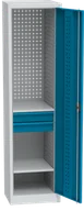 Szafy i regały magazynowe - Szafa warsztatowa na narzędzia wąska KOVOS, 2 półki, 2 szuflady, spawana, 505 x 500 x 1950 mm - miniaturka - grafika 1