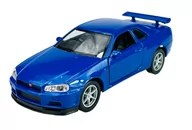Samochody i pojazdy dla dzieci - WELLY NISSAN SKYLINE GT-R R34 NIEBIESKI 1:34 SAMOCHÓD NOWY METALOWY MODEL - miniaturka - grafika 1