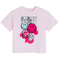 Koszulki dla dziewczynek - Cool Club, T-shirt dziewczęcy, różowy, SmileyWorld - miniaturka - grafika 1