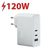 Ładowarki do telefonów - Ładowarka sieciowa WG GaN, 1xUSB, 2xUSB-C, 120W (10948) Biała - miniaturka - grafika 1