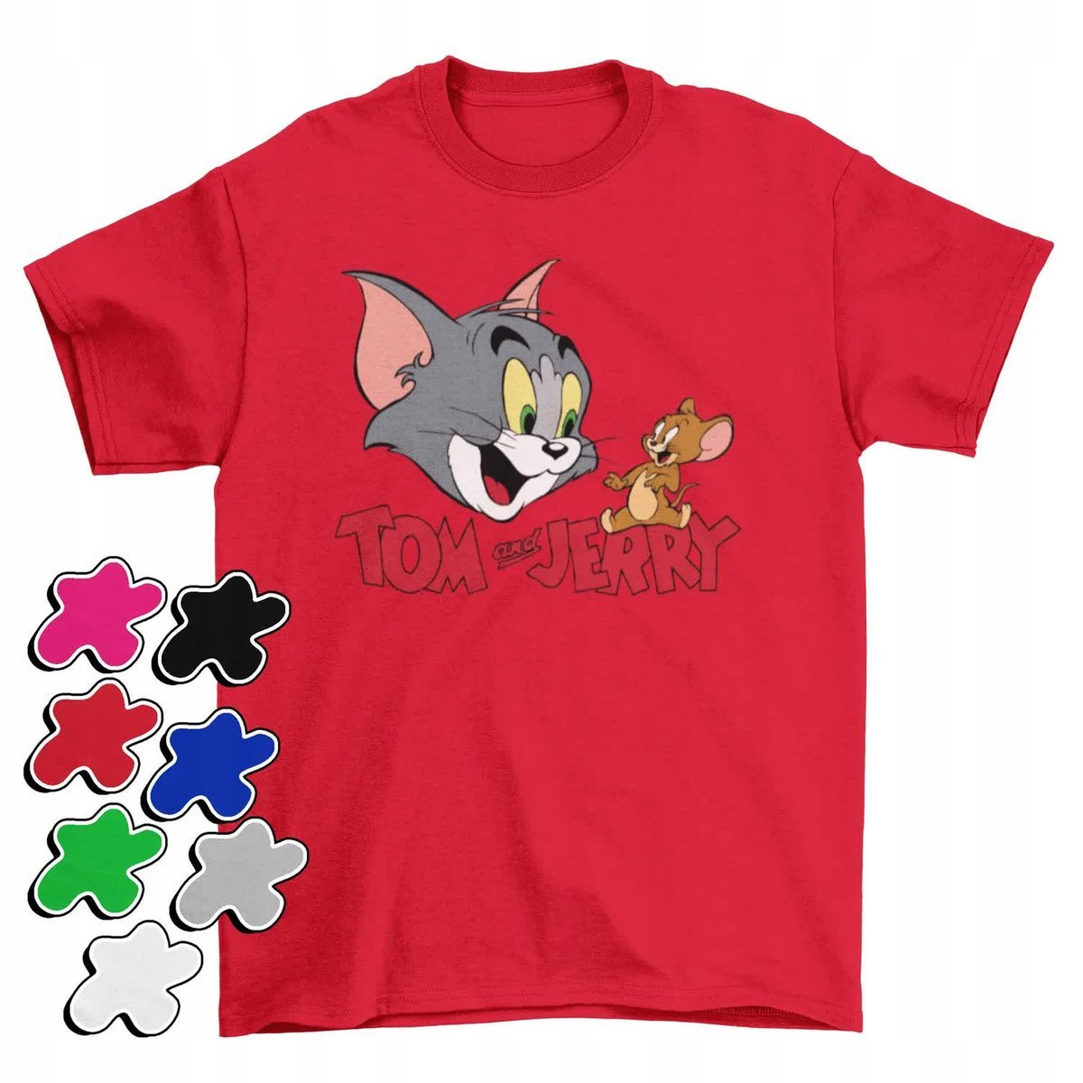 Koszulka T-Shirt Dziecięca Z Nadrukiem Tom Jerry Kot Myszka -L 146-152