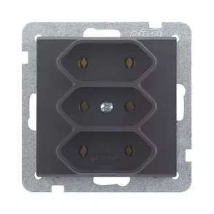 LEDart potrójne EURO, na płaskie wtyczki, bez uziemienia, bez ramki - Ospel Sonata GP-3R/m/33, kolor czarny, 16A/250V - Gniazdka elektryczne - miniaturka - grafika 1