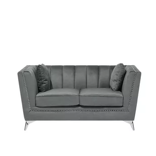 Beliani Sofa dwuosobowa welwet szara GAULA - Sofy i kanapy - miniaturka - grafika 1