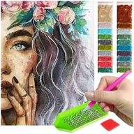Malowanie po numerach - Haft Diamentowy ARTULIO, Obraz DIY 5D, Diamond Painting, Mozaika diamentowa 30x40cm (Kobieta z różanym wiankiem) + zestaw akcesoriów - miniaturka - grafika 1