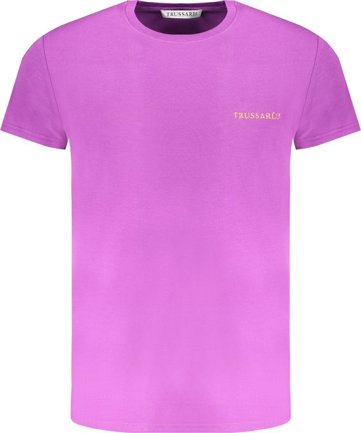 Trussardi FIOLETOWY T-SHIRT MĘSKI Z KRÓTKIM RĘKAWEM TRUSSARDI XL