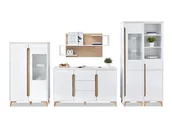 Meble do sypialni - Skandynawski Komplet Mebli Do Salonu Z Witryną Lark 4 Biały-Jesion - miniaturka - grafika 1