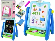 Tablice dla dzieci - Tablica Edukacyjna 2 w 1 Niebieska Kredy Pisaki Import LEANToys - miniaturka - grafika 1