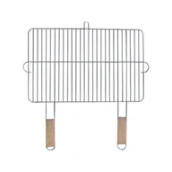 Ruszty - Ruszt grillowy 54 cm x 34 cm ze stali chromowanej z drewnianą rączką Floraland - miniaturka - grafika 1