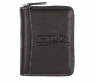 Portfele - WILD skórzany porfel na suwak unisex 708 czarny ochrona RFID - miniaturka - grafika 1