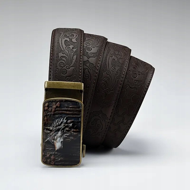 Pas pasek SKÓRZANY AUTOMATYCZNY PRAWDZIWA SKÓRA wiedźmin WILK wataha 115 cm