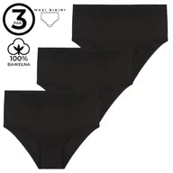 Majtki damskie - Damskie figi maxi bawełniane majtki wysoki stan klasyczne czarne 3-pak XL - miniaturka - grafika 1
