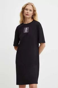 Armani Exchange sukienka bawełniana kolor czarny mini oversize 6DYA79 YJ3RZ - Sukienki - miniaturka - grafika 1