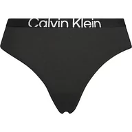 Majtki damskie - Calvin Klein Nowoczesne stringi damskie, Czarny/słoneczny limonkowy, L - miniaturka - grafika 1
