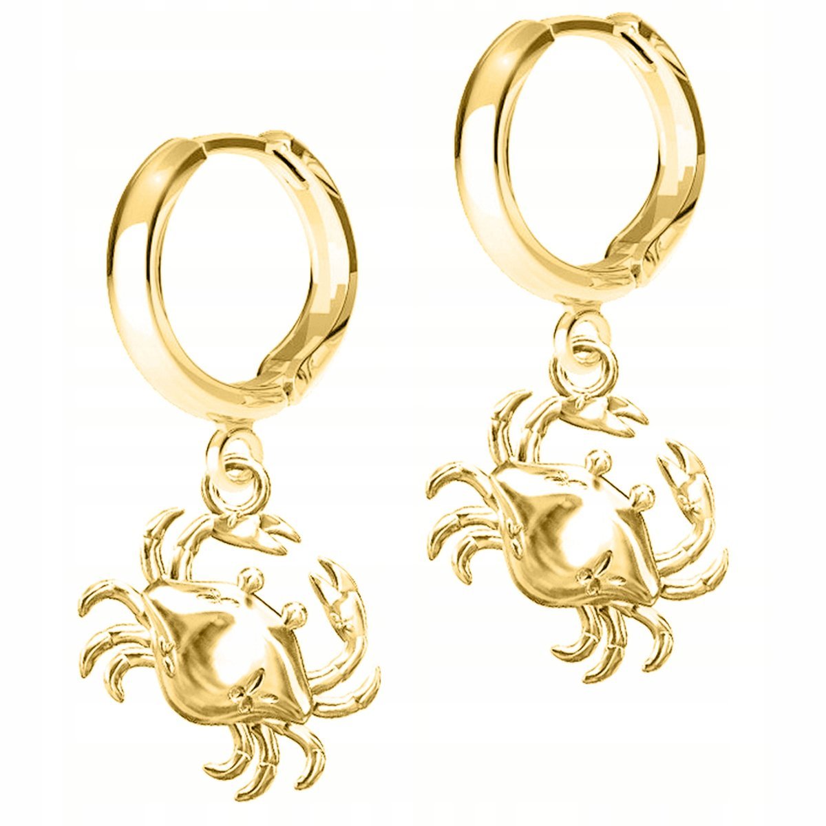 Złote Kolczyki z Krabem Kraby Homary Morze Ocean Plaża Krab SREBRO 925