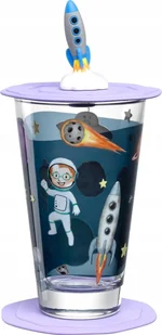 Leonardo Szklanka z pokrywą i spodkiem 300ml kosmos BAMBINI AVVENTURA - Leonardo - Miseczki i talerzyki dla dzieci - miniaturka - grafika 1