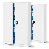 Szafy - Zestaw SET Szaf Metalowych 2 x JAN NOWAK Model JAN II 1150x1850x400 Biurowa Szafka Na Akta: Biała, Duża Szafa Do Biura, Na Dokumenty, Segregatory, P.. - miniaturka - grafika 1