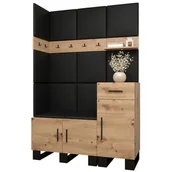 Meble do przedpokoju - Garderoba komoda szafka na buty z panelami tapicerowanymi i wieszakami meble do przedpokoju ARTIN 10 dąb artisan - miniaturka - grafika 1