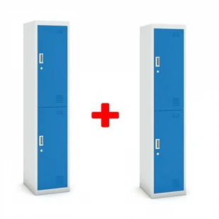 B2B Partner Szafka szatniowa dwudrzwiowa, 1800 x 380 x 450 mm, szara/niebieska, 1+1 GRATIS 485025 - Szafki BHP - miniaturka - grafika 2