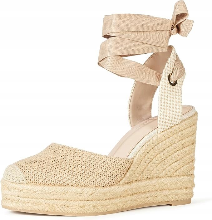 THE DROP ESPADRYLE DAMSKIE NA KOTURNIE BEŻOWE 39,5 ŻXF
