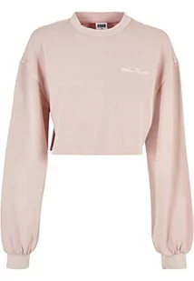 Urban Classics Damska bluza z okrągłym dekoltem z krótkim haftem, z okrągłym dekoltem, różowy, 4XL - Bluzy damskie - miniaturka - grafika 1