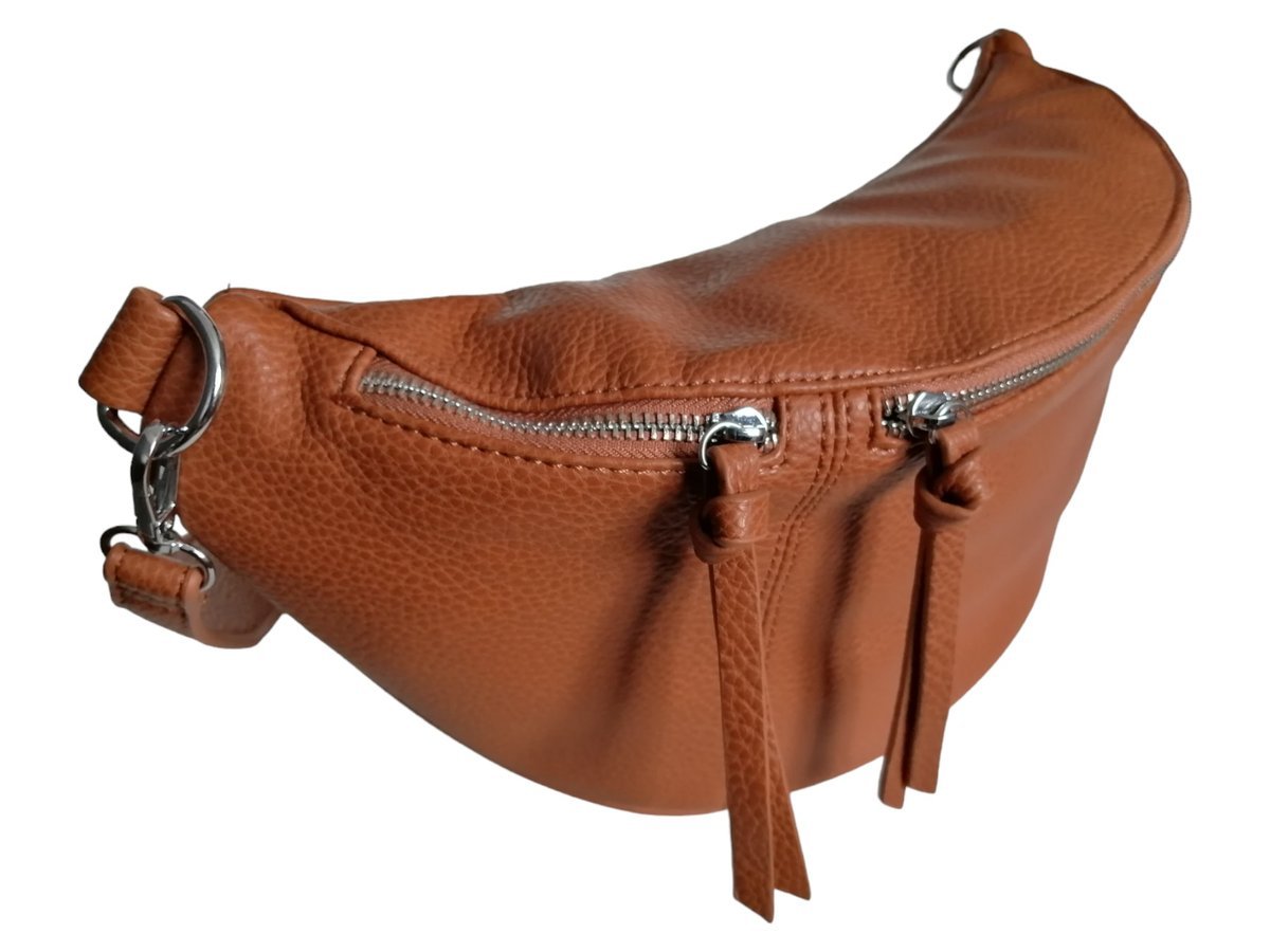 Duża Torebka Saszetka, Nerka Damska, Brązowa Torba Na Ramię (2 Paski)