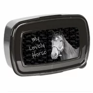 Lunch boxy - Śniadaniówka Horse czarno-szara - miniaturka - grafika 1