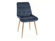 Krzesła - Krzesło tapicerowane do jadalni CHIC D VELVET granatowe/dąb SIGNAL - miniaturka - grafika 1