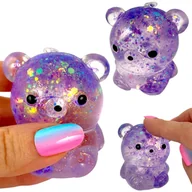 Zabawki sensoryczne - Miś gniotek kolorowy Gel brokatowy 6 cm - Fioletowy - miniaturka - grafika 1