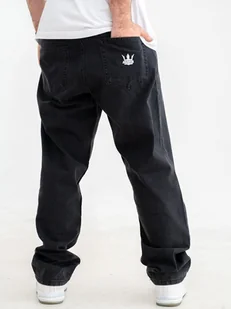 Spodnie Jeansowe Baggy Męskie Sprane Czarne Jigga Wear Crown L - Spodnie męskie - miniaturka - grafika 1