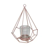 Świeczniki - Świecznik metalowy ze szklanym kloszem 18,5 x 15 cm - miniaturka - grafika 1