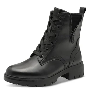 TAMARIS Damskie buty Comfort Lace Boot Flat Półdługie kozaki, Black Uni NAP, 37 EU, Black Uni Nap, 37 EU - Kozaki damskie - miniaturka - grafika 1