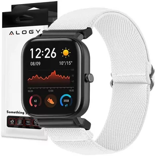 Pasek elastyczny Uniwersalny nylonowy Alogy Nylon opaska do zegarka Smartwatcha 22mm Biały - Akcesoria do smartwatchy - miniaturka - grafika 1