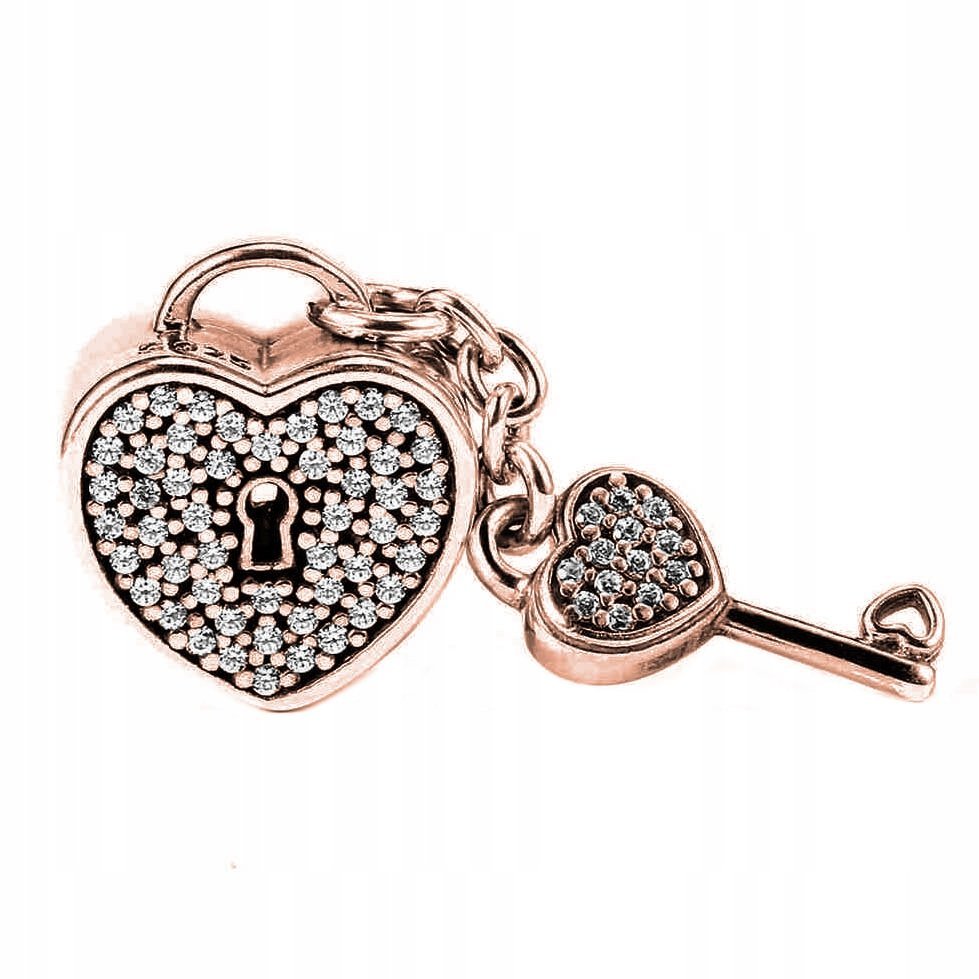 Charms Kluczyk Z Kłódką różowe złoto srebro 925
