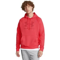 Bluzy sportowe męskie - Męska bluza dresowa nierozpinana z kapturem Under Armour UA Rival Fleece Logo HD - czerwona - UNDER ARMOUR - miniaturka - grafika 1