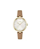 Paski - BOSS Damski analogowy zegarek kwarcowy ze skórzanym paskiem 1502652, Srebrny biały, pasek - miniaturka - grafika 1