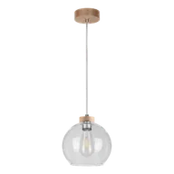 Lampy sufitowe - Britop Skandynawska LAMPA wisząca LAGUNA 18710174 szklana OPRAWA loftowy ZWIS kula przezroczysta drewno - miniaturka - grafika 1