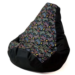 Pufa worek sako GRUSZA DRUK czarny-pad player XXL 140x100 - Pufy i podnóżki - miniaturka - grafika 1