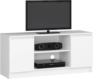 Elior Biała szafka pod telewizor z drzwiczkami - Darius 5X 140 cm - Szafki RTV - miniaturka - grafika 1