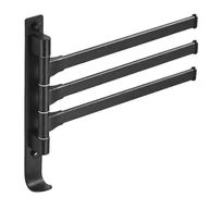 Wieszaki łazienkowe - Wieszak na ręczniki obrotowy z haczykiem, obrót 180°, aluminium, czarny (3 ramiona) - miniaturka - grafika 1