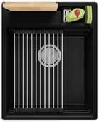 Zlewozmywaki - Zlewozmywak granitowy jednokomorowy + wkładka ociekowa gratis Oslo 45 Pocket Multilevel kolor Czarny. Baterie kuchenne i syfon do wyboru. Primagran - miniaturka - grafika 1