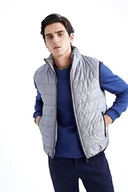 Garnitury - DeFacto męska kamizelka futrzana, szary, XXL - miniaturka - grafika 1