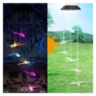 Lampy ogrodowe - szt. Przezroczysty dzwonek wiatrowy solarny w kształcie małej ważki, wodoodporny, odpowiedni do ogrodu i na patio - miniaturka - grafika 1