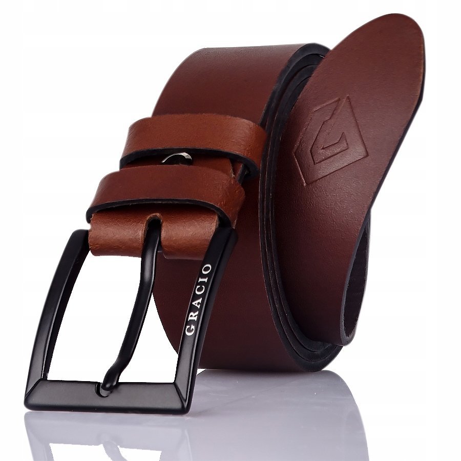 BRĄZOWY PASEK dla NIEGO KLAMRA CZARNA Gracio GRAWER